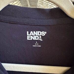 Lands' End Husky Boys Dark Navy Long Sleeve Polo